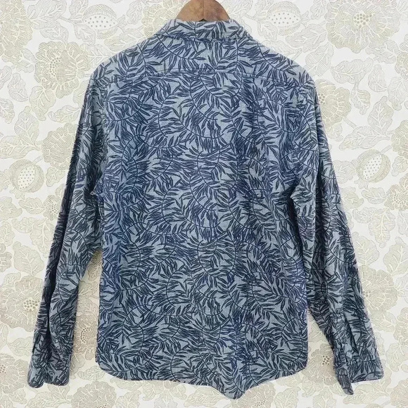 Express Cotton Button down Long sleeve  Men's L Leaves Printed All over print - Picture 3 of 6